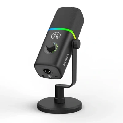 Abbildung von IXTECH Gaming USB Mikrofon für PC, Geräuschunterdrückung, Kondensatormikrofon Podcasts und Video Streaming mit Stativständer, Pop Filter, Stoßhalterung, Verstärkungskontrolle, RGB Lichter, leise