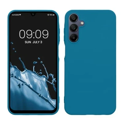 Abbildung von kwmobile Hülle kompatibel mit Samsung Galaxy A15 5G weiches TPU Silikon Case Cover geeignet für kabelloses Laden Karibikblau