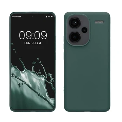 Abbildung von kwmobile Hülle kompatibel mit Xiaomi Redmi Note 13 Pro+ 5G / Pro Plus weiches TPU Silikon Case Cover geeignet für kabelloses Laden Blaugrün