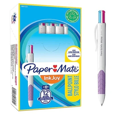 Abbildung von Paper Mate InkJoy Quatro 4 Farben Kugelschreiber mittlere Schreibspitze, (1,0 mm) gemischte Sonderfarben 12 Stück