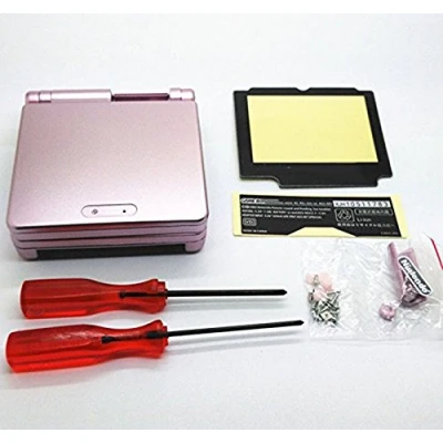 Abbildung von Gehäuse und Werkzeug, für GBA SP Gameboy Advance SP, Reparaturteil, Pink
