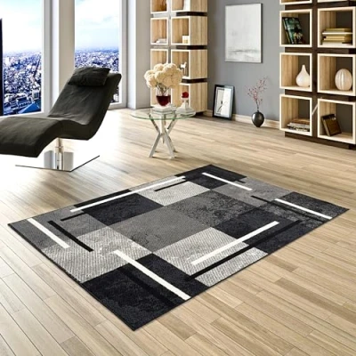 Abbildung von Pergamon Teppich Modern Trendline Schwarz Grau Karo in 5 Größen