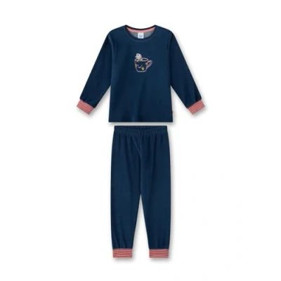 Abbildung von Sanetta Mädchen Schlafanzug Blau aus Nicki Hochwertiger und bequemer Baumwoll Frottee für Mädchen. Pyjamaset 092
