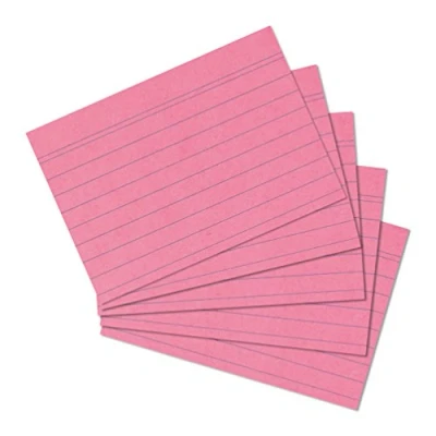 Abbildung von 4 x Herlitz Karteikarten A5 liniert rosa VE=100 Stück