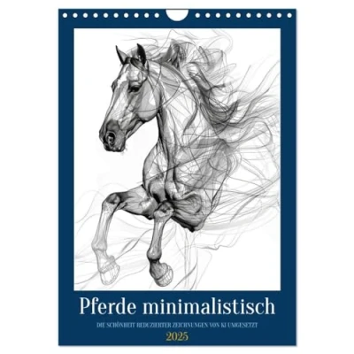 Abbildung von Pferde minimalistisch (Wandkalender 2025 DIN A4 hoch), CALVENDO Monatskalender