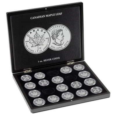 Abbildung von Leuchtturm, MünzSchutzkassette, Volterra Uno für Münzen Maple Leaf, 1 oz Silber in Kapseln (20 Stk.) Schwarz Abm: 305x245x30 mm. pro Stk.