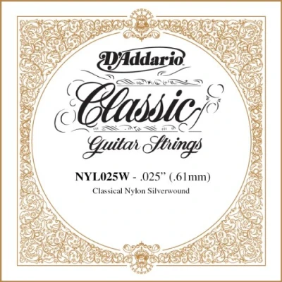 Abbildung von D&#039;Addario NYL025W Einzelsaite Konzertgitarre Wound 025 silber
