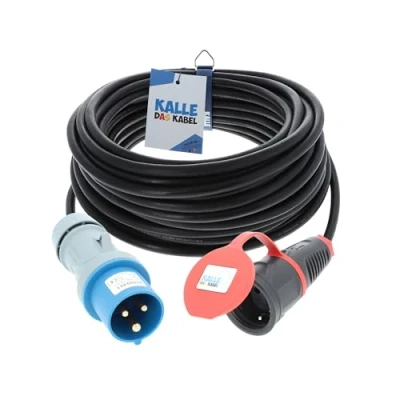 Abbildung von CEE Adapterleitung KALLE Blue Stecker auf Schuko Kupplung 3G 1,5mm² 230V 16A von DAS KABEL 10 Meter