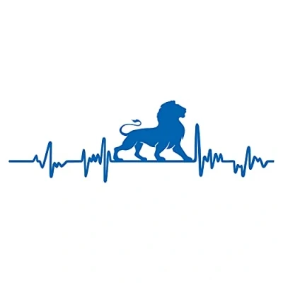 Abbildung von Finest Folia Aufkleber Herzschlag Tiere Breite 27cm Lifeline Heartbeat Deko Sticker Selbstklebend für Auto Kühlschrank Laptop Autoaufkleber K150 (Azurblau, 19 Löwe)