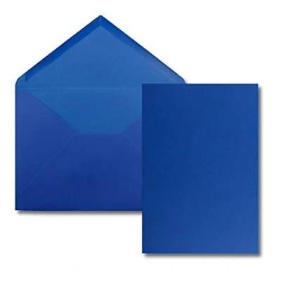 Abbildung von FarbenFroh by GUSTAV NEUSER 25 Stück Karte mit Umschlag Set Einzel Karten Din A5 14,8 x 21 cm Royalblau Brief Umschlägen C5 15,4 22 Nassklebung