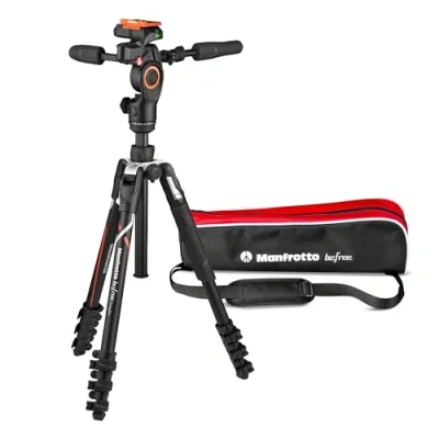 Abbildung von Manfrotto Befree Advanced 3 Way Camera Tripod for Sony&#039;s Alpha Cameras, Aluminium Travel MiniTripod, Lever Lock, with Fluid Head, Photo and Video, Vlogging Equipment, Carry Bag, MKBFRLA 3W