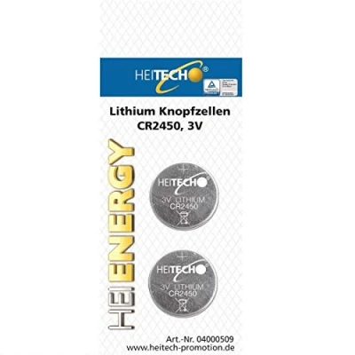 Abbildung von HEITECH 2er Pack CR2450 Lithium Knopfzellen Batterie 3V Knopfbatterien auslaufsicher &amp; mit Langer Haltbarkeit