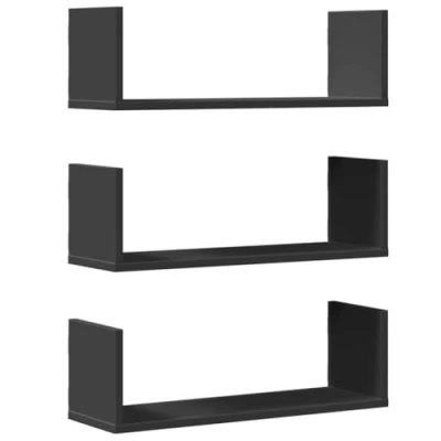 Abbildung von vidaXL Regal Wandregale 3 Stk. Schwarz 58x18x18 cm Holzwerkstoff, 1 tlg.