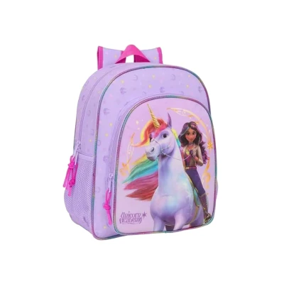Abbildung von Unicorn Academy Schulrucksack für Kinder, anpassbar an den Kinderwagen, ideal Kinder im Schulalter, bequem und vielseitig, Qualität Widerstandsfähigkeit, 32 x 12 38 cm, Lila, M, Casual