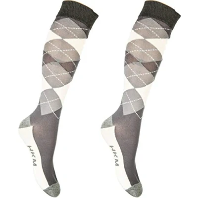 Abbildung von HKM Reitsocken Check Classico Grau Vanille 35 38