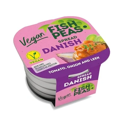 Abbildung von F`shPeas veganer Aufstrich 125g „Fisch“ in dänischer Sauce, Vegane fischkonserve, Brotaufstrich