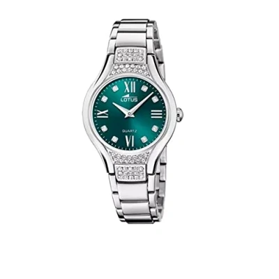 Abbildung von Lotus Damen Armbanduhr aus Edelstahl in der Farbe Silber Grün mit Zirkonia 32,5mm, Wasserdichtigkeit: 5Bar, 18910/5