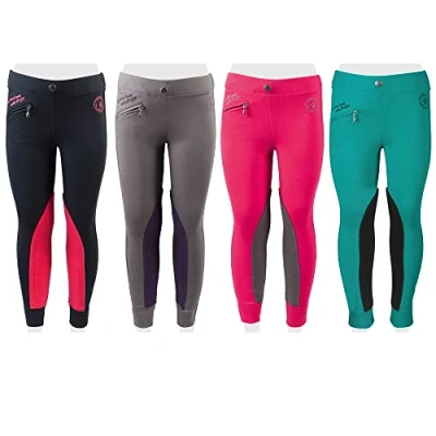 Abbildung von PFIFF 102603 Kinder Reitleggings Ella Stoff Besatz Reithose Mädchenreithose, Pink / Grau 158
