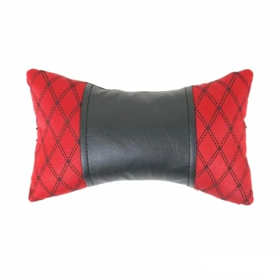 Abbildung von KFZ Auto Kopfstütze Sitzkissen Nackenstütze Textil &amp; Leder 8x30 cm (Rot Schwarz)