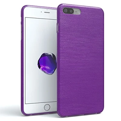 Abbildung von EAZY CASE Hülle kompatibel mit iPhone 7 Plus / 8 Schutzhülle Silikon, gebürstet Slimcover in Edelstahl Optik, Handyhülle, TPU Hülle/Soft Case, Backcover, Silikonhülle Brushed, Lila