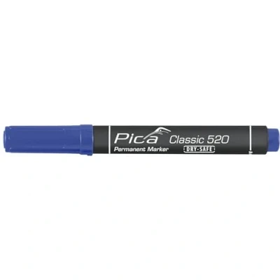 Abbildung von Pica 520/41 520 Marker/Permanentmarker Classic permanent Tinte auf Alkoholbasis, wasser und abriebfest, bis zu 14 Tage offenlagerfähig Farbe: blau, Rundspitze: 1 4 mm,