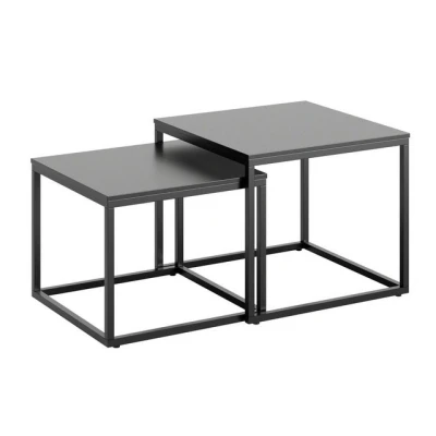 Abbildung von Home Collective Couchtisch 2er Set quadratisch mit Metallgestell, Wohnzimmertisch Modern, Beistelltisch 2 in 1 Metallgestell für Wohnzimmer Büro Loft Design Twin Schwarz