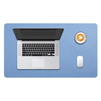Abbildung von DOBAOJIA Schreibtischunterlage, Schreibtischmatte, Desk Pad, Schreibtischschutz, Schreibblock, für Laptop/Tastatur/Maus, PU Leder Wasserdicht + Wildleder Rutschfest 60 x 35cm(Stahlblau)