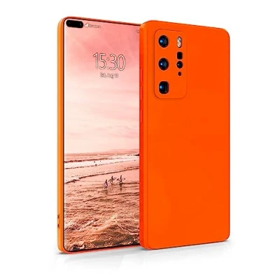 Abbildung von MyGadget Hülle für Huawei P40 Pro robuste Silikon Schutzhülle TPU Case Slim Silikonhülle Back Cover Kratzfest Handyhülle Matt Orange