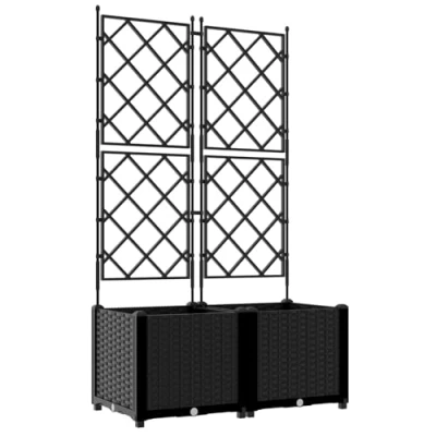 Abbildung von vidaXL Vertikale Gartenpflanze mit Spalier für Innen und Außenbereich Stylische Kunststoff Pflanzer perfekt Balkone Schwarzes Textur Design