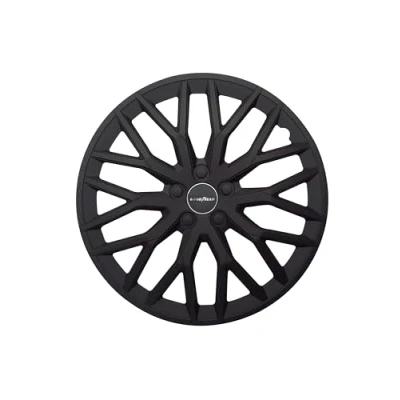 Abbildung von Goodyear Satz von 4 Radkappen 14&quot; Modell Silverstone Schwarz. Sportliches Design, das gut zum Äußeren des Fahrzeugs passt. Robuste und langlebige Konstruktion.