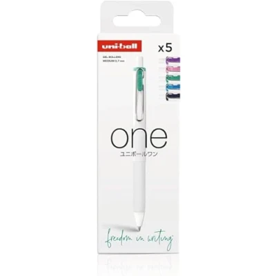 Abbildung von Uni Ball One Gel Tintenroller, einziehbar, 0,7 mm, Etui mit 5 Farben, ELECTRIC