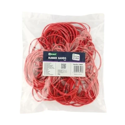 Abbildung von D.RECT Gummibänder 100g Beutel 60mm Durchmesser Breit 3mm Gummiring Bänder für Haushalt, Arbeit, Büro wiederverwendbar haltbar langlebig stabil Rot