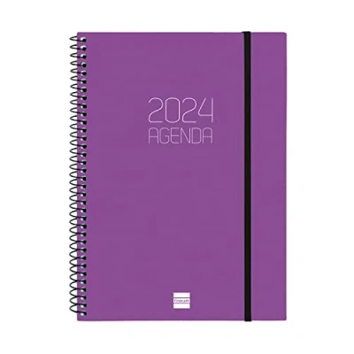 Abbildung von Finocam Terminkalender Espiral Opaque 2024 Wochenansicht Horizontal Januar bis Dezember (12 Monate) Violett International