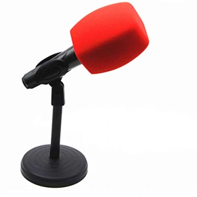 Abbildung von Saidbuds Schaumstoff Mikrofonabdeckung, Handmikrofon Windschutzscheibe, große Windschutzscheiben, Pop Filter für Broadcast Mikrofone, Interview Mikrofone (rot)