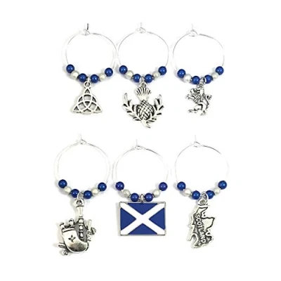 Abbildung von Scottish/Schottland Wein Glas Charms mit Organza Geschenkbeutel handgefertigt von Libby &#039;s Market Place