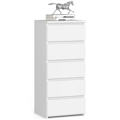 Abbildung von Home Collective Kommode 40 cm breit Holz Highboard Sideboard für Flur Schlafzimmer Wohnzimmer (Mehrzweckschrank Schrank schmal mit Schubladen), Kinderzimmer Organizer, 92 hoch 5 Schubladen weiß