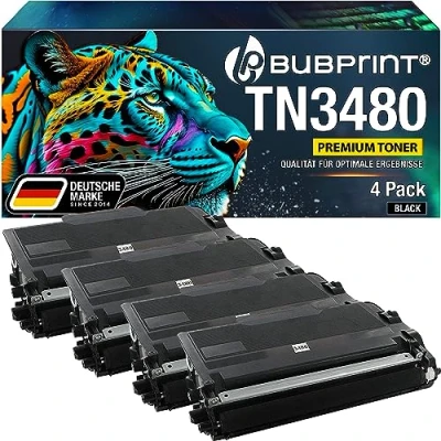 Abbildung von Bubprint 4 Toner kompatibel als Ersatz für Brother TN3480 HL L5100DN L5100DNT L5100DNTT MFC L5750DW L5200DW L5000D L5700DN L6400DWT DCP L5500DN L6300DW L6800DW