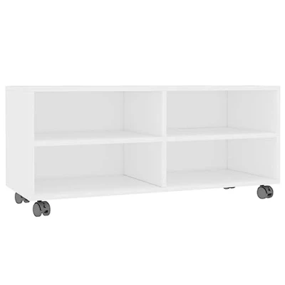 Abbildung von vidaXL TV Schrank mit Rollen Lowboard Fernsehtisch Möbel Board Tisch Fernsehschrank Sideboard HiFi Weiß 90x35x35cm Holzwerkstoff