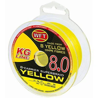Abbildung von WFT KG 8 gelb 150m Geflochtene Angelschnur, Durchmesser/Tragkraft:0.12mm / 15kg Tragkraft