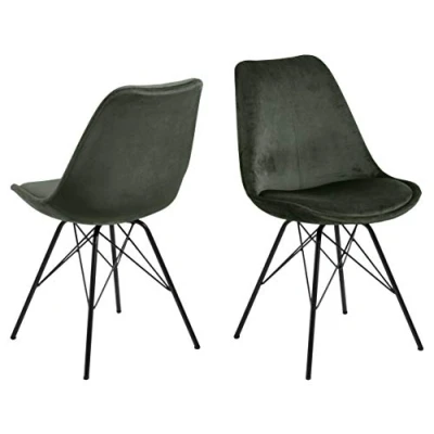 Abbildung von AC Design Furniture Emanuel Esszimmerstühle 2er Set, B: 48,5 x H: 85,5 T: 54 cm, Waldgrün/Schwarz, Samt/Metall, 2 Stk