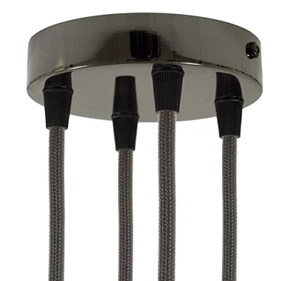 Abbildung von creative cables Zylindrischer 4 Loch Lampenbaldachin Kit aus Metall Konisch, Schwarz Perle
