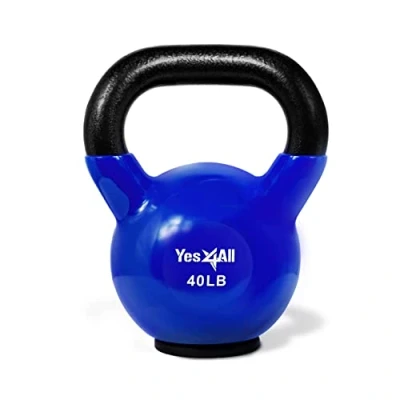Abbildung von Yes4All BP5K Kettlebell aus Gusseisen mit Vinylbeschichtung und Gummifuß, 18 kg