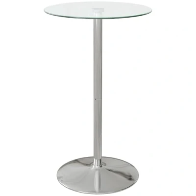 Abbildung von HOMCOM Bartisch Bistrotisch mit Tischplatte aus Hartglas (Tresentisch, 1 St., Stehtisch), Stahl, Transparent, Ø60 x 102 cm