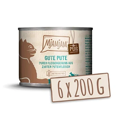 Abbildung von MjAMjAM Premium Nassfutter für Katzen purer Fleischgenuss gute Pute pur, 6er Pack (6 x 200 g), getreidefrei mit extra viel Fleisch