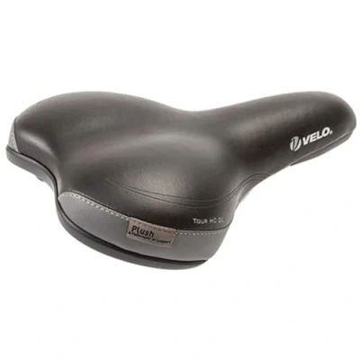 Abbildung von Velo Tour HC Gel Touringsattel, Fahrradsattel, Toruingsattel, O Zone Base Cut, ARC TECH stoßabsorbierende Gestellfederung, mit Honey Comb Geleinlage, Abriebschutz, 260x168mm, schwarz
