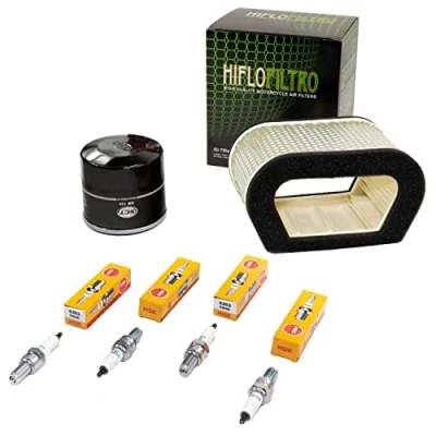 Abbildung von Wartungspaket Luftfilter + Ölfilter Zündkerzen für Yamaha YZF R1 1000 RN01 RN04 Baujahr 1998 2001