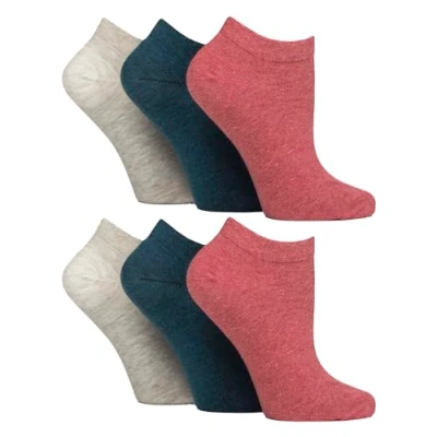 Abbildung von Gentle Grip 6er Pack Diabetikersocken Damen Sneaker Ohne Gummi Extra Weit Socken Kurz Komfortbund (DE/NL/SE/PL, Numerisch, 37, 42, Regular, Koralle/Grau/Blaugrün)