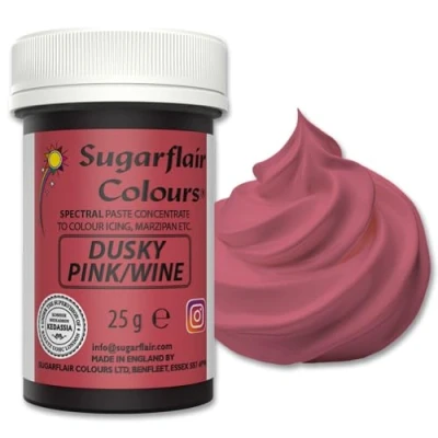 Abbildung von Sugarflair Lebensmittelfarbe Pasta Dusky Pink/Wine, Lebensmittel Farbe für Fondant und Marzipan, Spectral Concentrated Paste Colours 25g