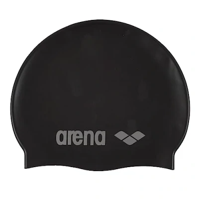 Abbildung von ARENA Kinder Badekappe Classic Silicone Schwimmkappe, Black Silver (55), Einheitsgröße EU