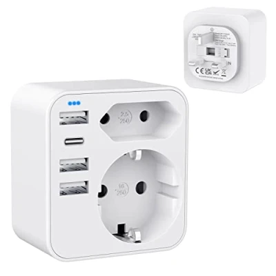 Abbildung von HANYEAL Reiseadapter UK Adapter England Deutschland Stecker mit 4 USB 3.4A,England Steckdose,Steckdosenadapter Typ G für Irland UK,Dubai,Malediven